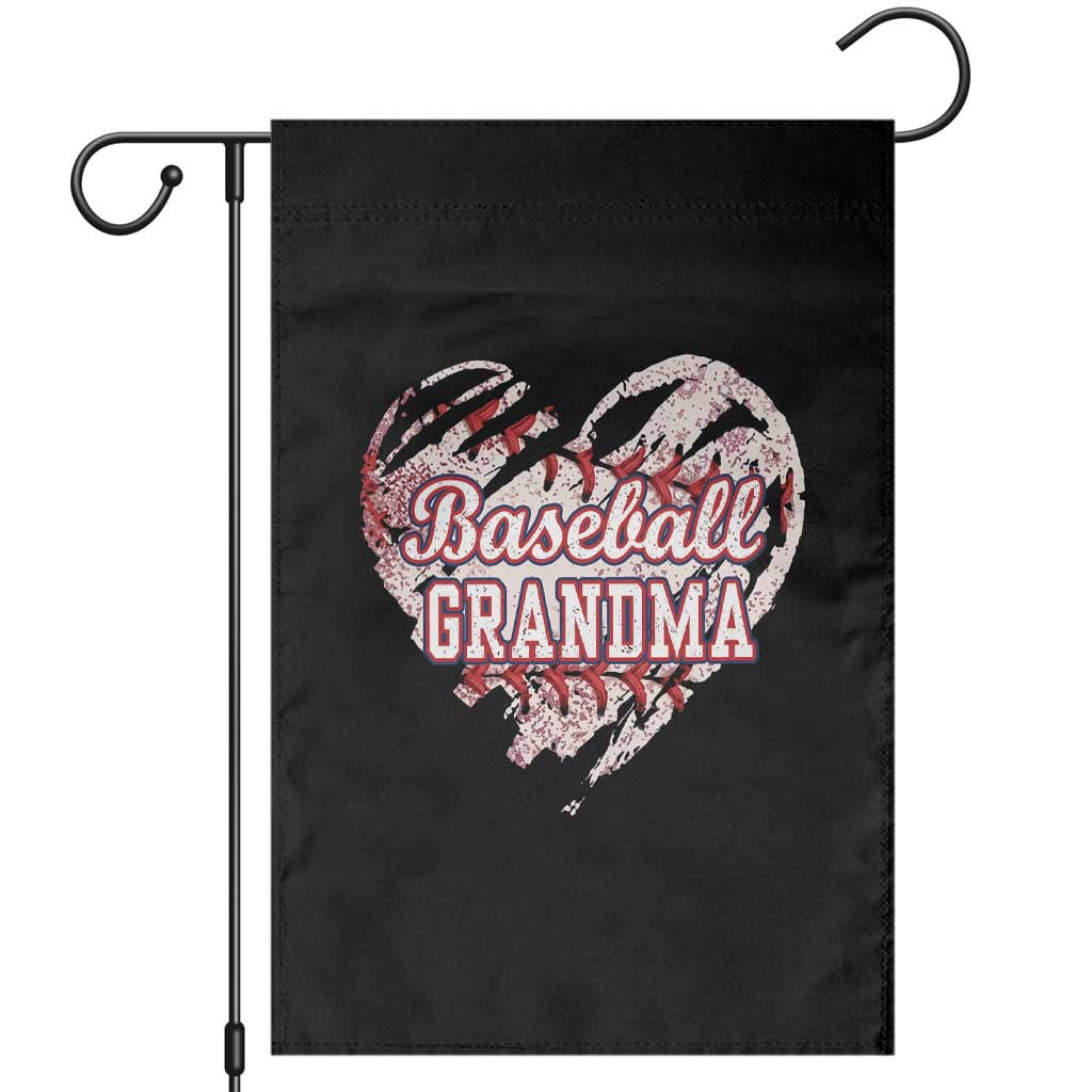 Baseball Grandma Garden Flag Vintage Baseball Heart Game Day