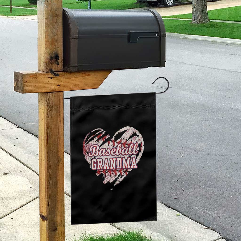 Baseball Grandma Garden Flag Vintage Baseball Heart Game Day