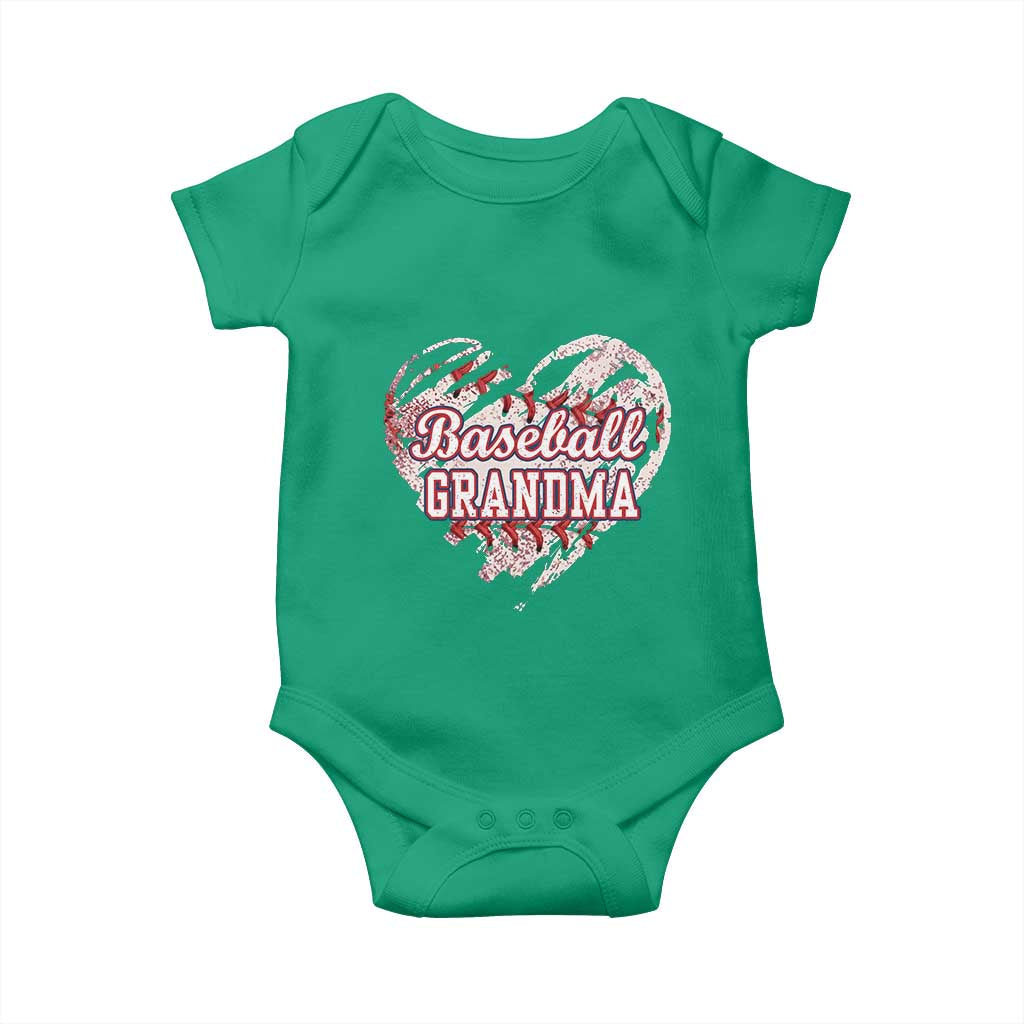 Baseball Grandma Baby Onesie Vintage Baseball Heart Game Day
