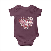 Baseball Grandma Baby Onesie Vintage Baseball Heart Game Day