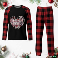 Baseball Grandma Plaid Pajama Set Vintage Baseball Heart Game Day