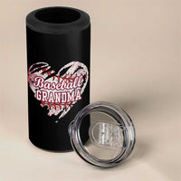 Baseball Grandma 4 in 1 Can Cooler Tumbler Vintage Baseball Heart Game Day