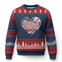 Baseball Grandma Ugly Christmas Sweater Vintage Baseball Heart Game Day