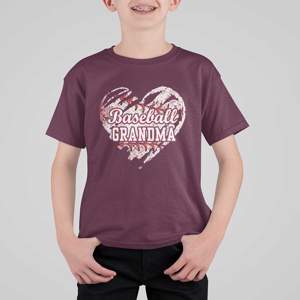 Baseball Grandma T Shirt For Kid Vintage Baseball Heart Game Day
