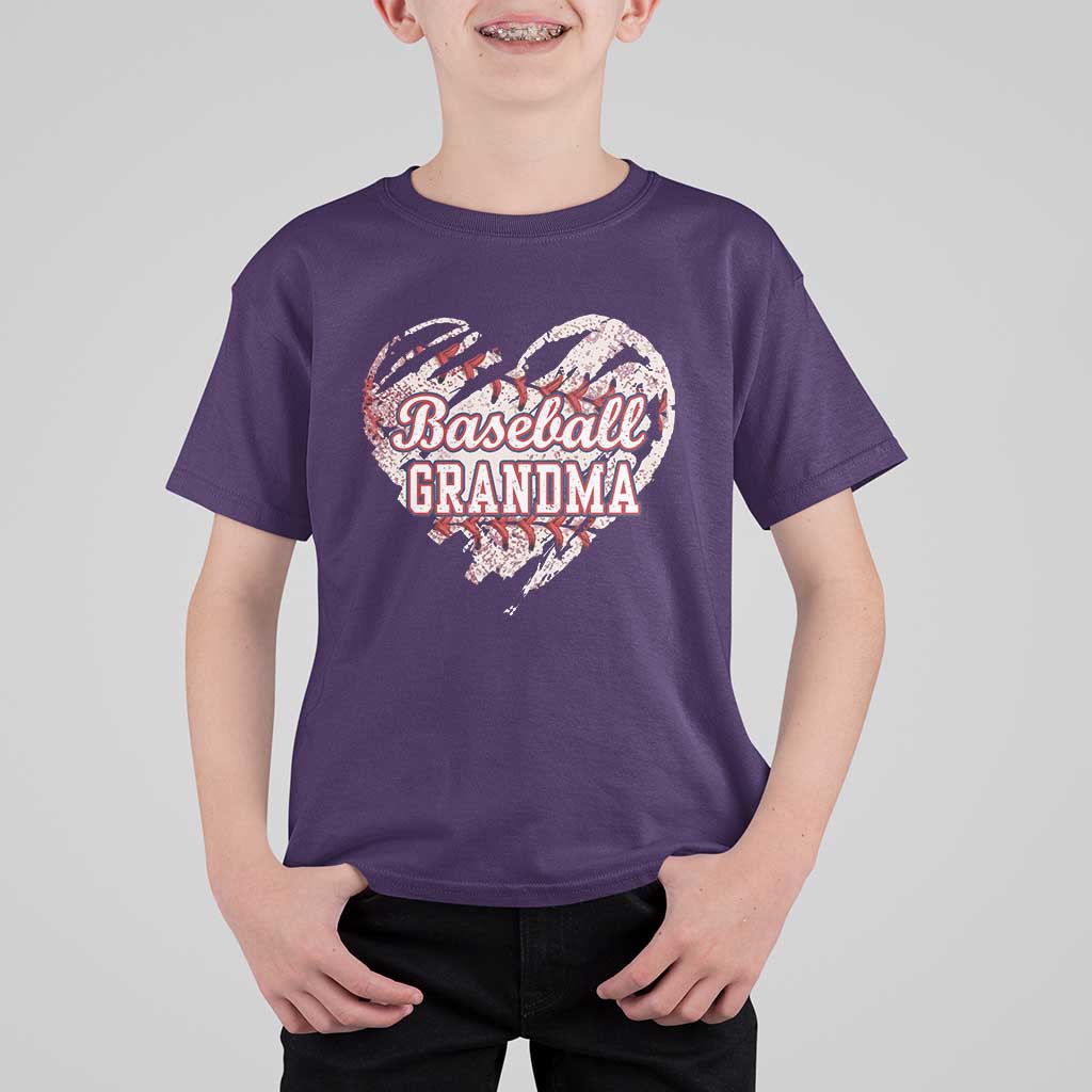Baseball Grandma T Shirt For Kid Vintage Baseball Heart Game Day