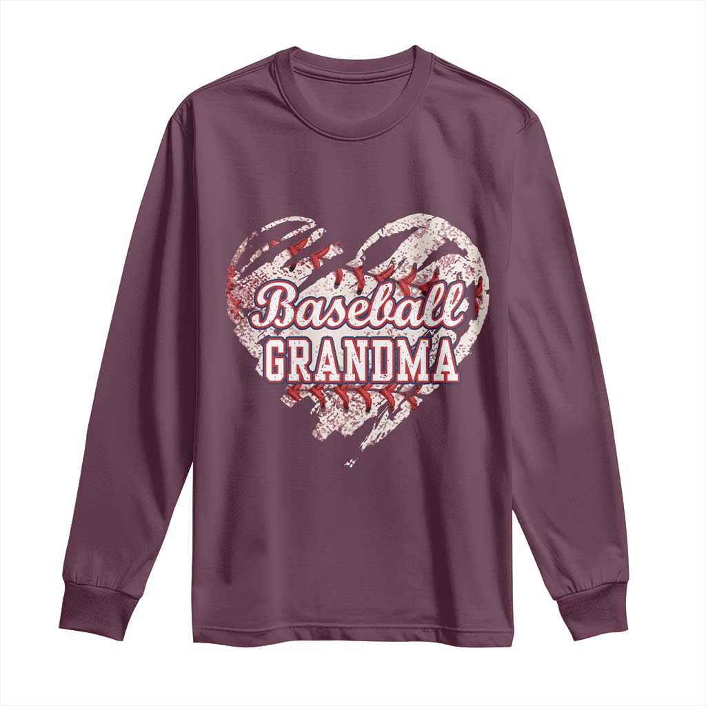 Baseball Grandma Long Sleeve Shirt Vintage Baseball Heart Game Day