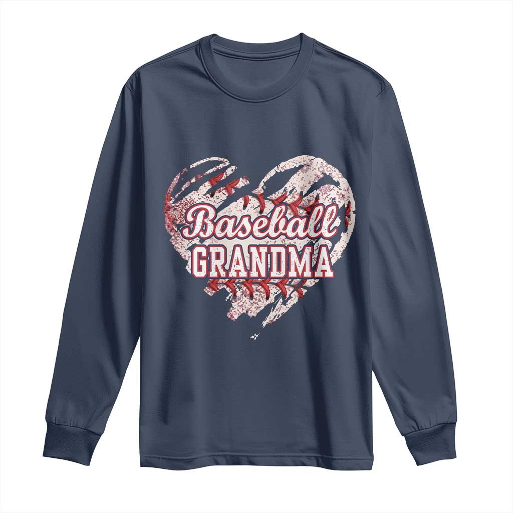 Baseball Grandma Long Sleeve Shirt Vintage Baseball Heart Game Day