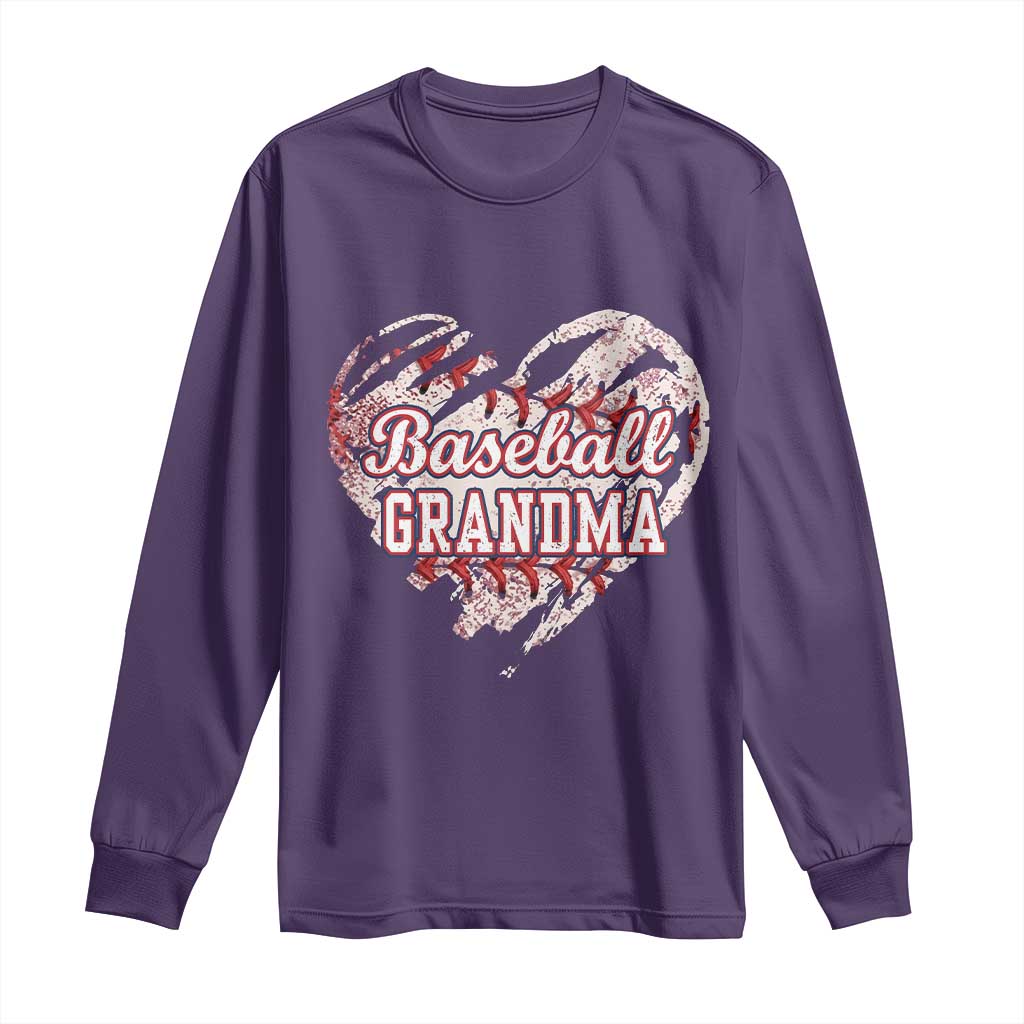 Baseball Grandma Long Sleeve Shirt Vintage Baseball Heart Game Day