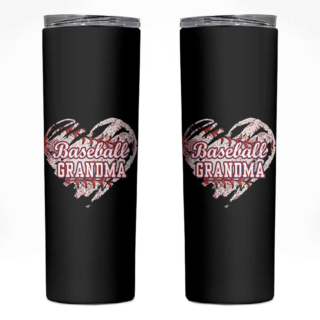 Baseball Grandma Skinny Tumbler Vintage Baseball Heart Game Day