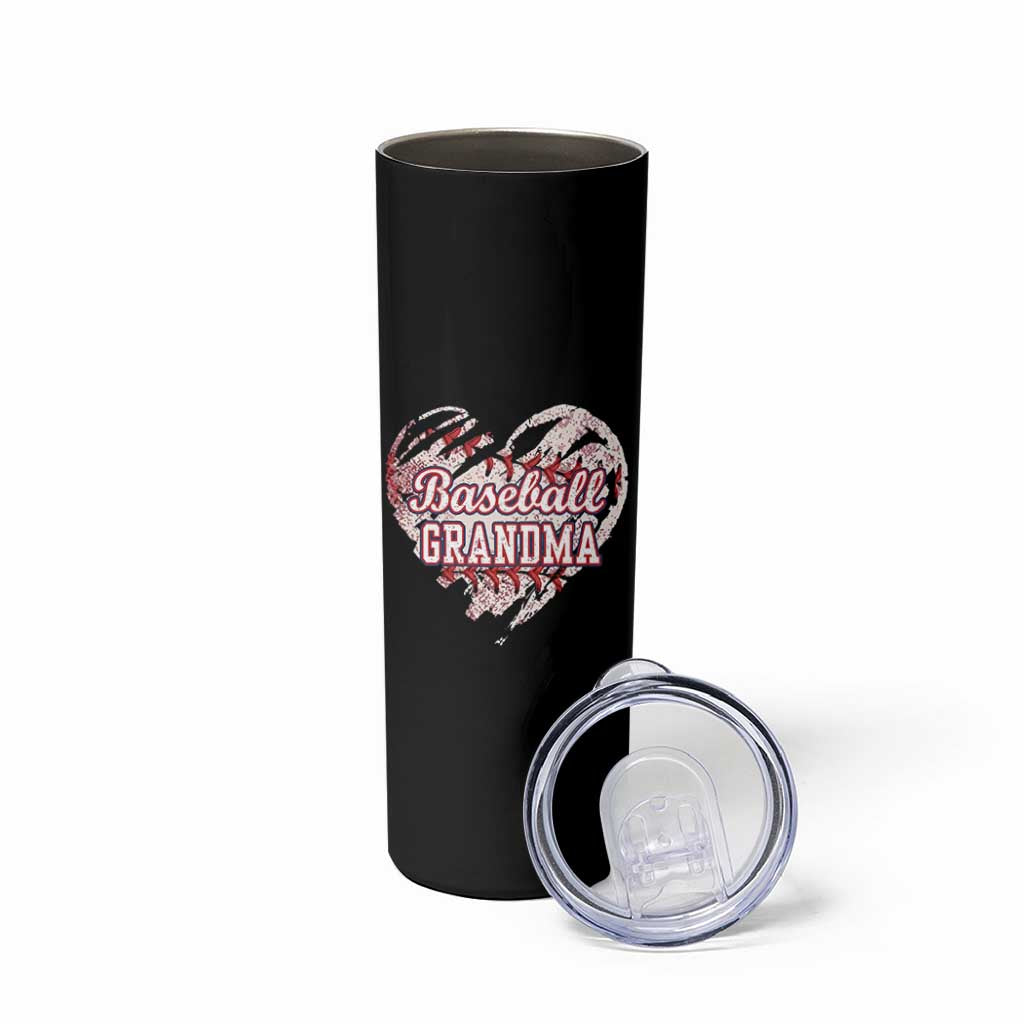 Baseball Grandma Skinny Tumbler Vintage Baseball Heart Game Day