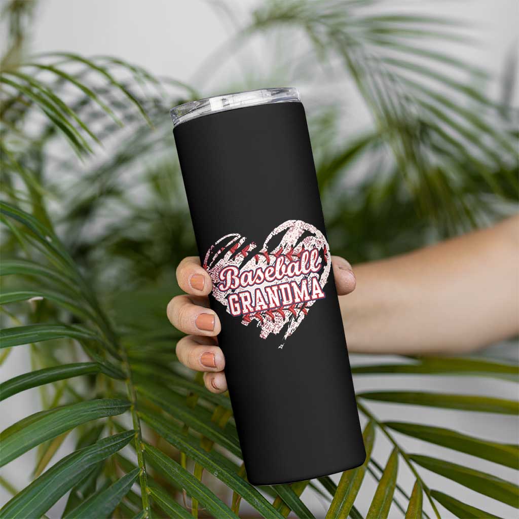 Baseball Grandma Skinny Tumbler Vintage Baseball Heart Game Day
