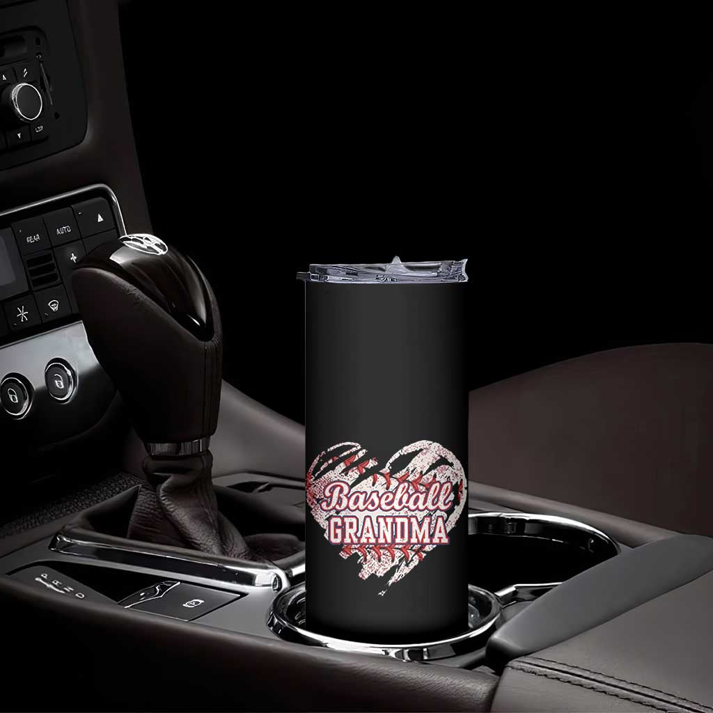Baseball Grandma Skinny Tumbler Vintage Baseball Heart Game Day