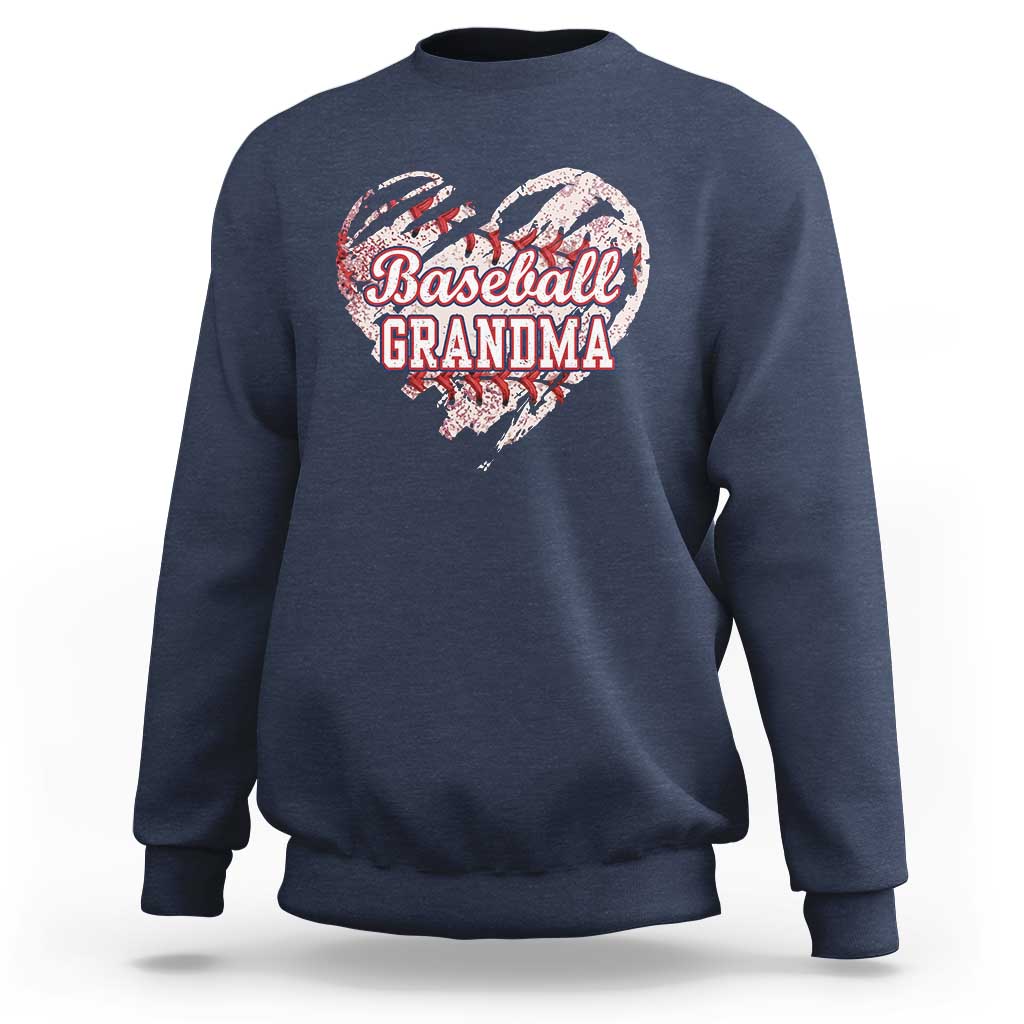 Baseball Grandma Sweatshirt Vintage Baseball Heart Game Day