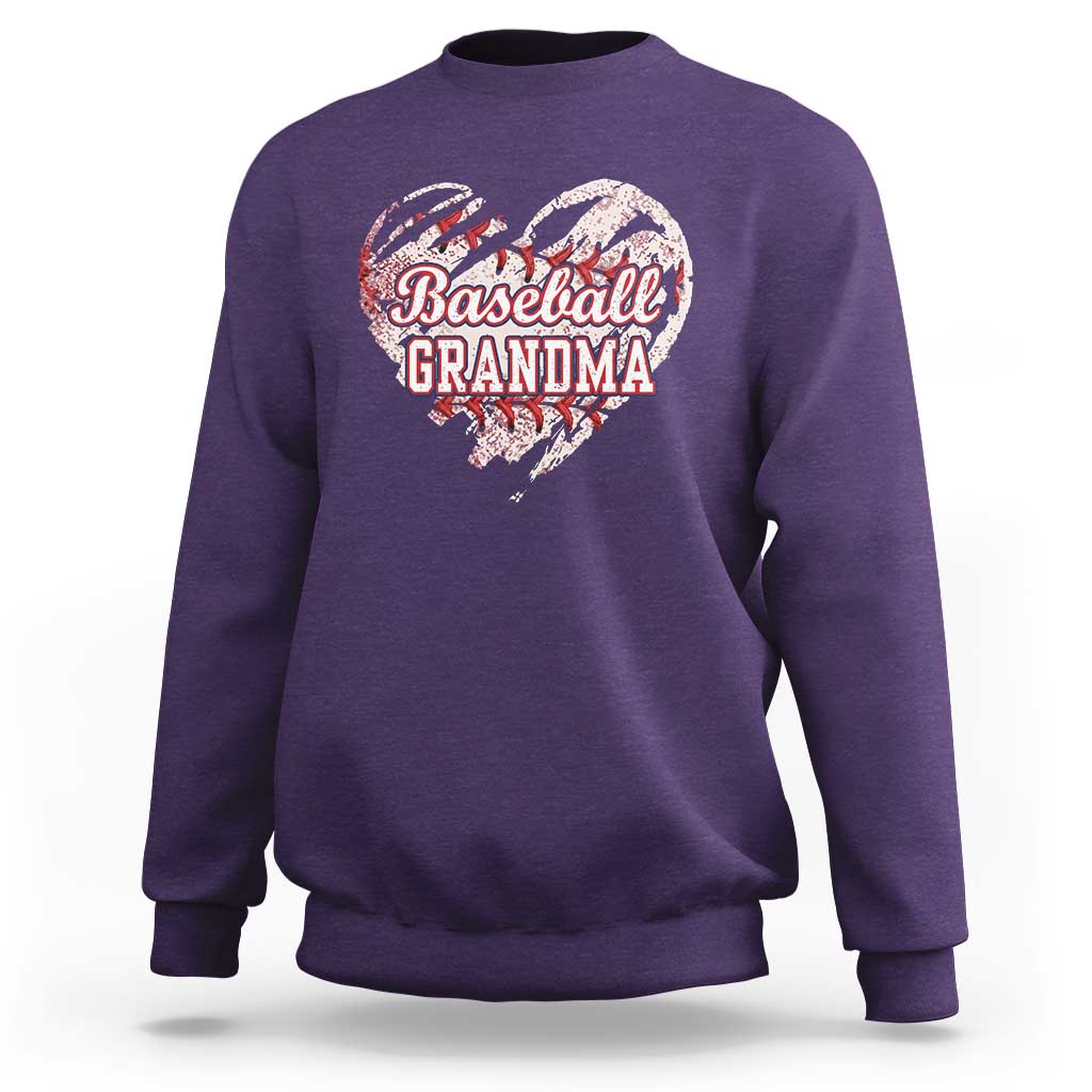 Baseball Grandma Sweatshirt Vintage Baseball Heart Game Day