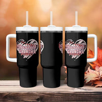 Baseball Grandma Tumbler With Handle Vintage Baseball Heart Game Day