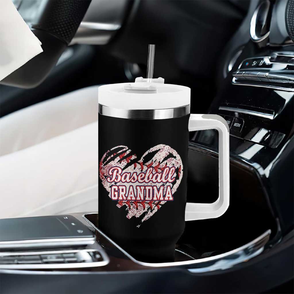 Baseball Grandma Tumbler With Handle Vintage Baseball Heart Game Day