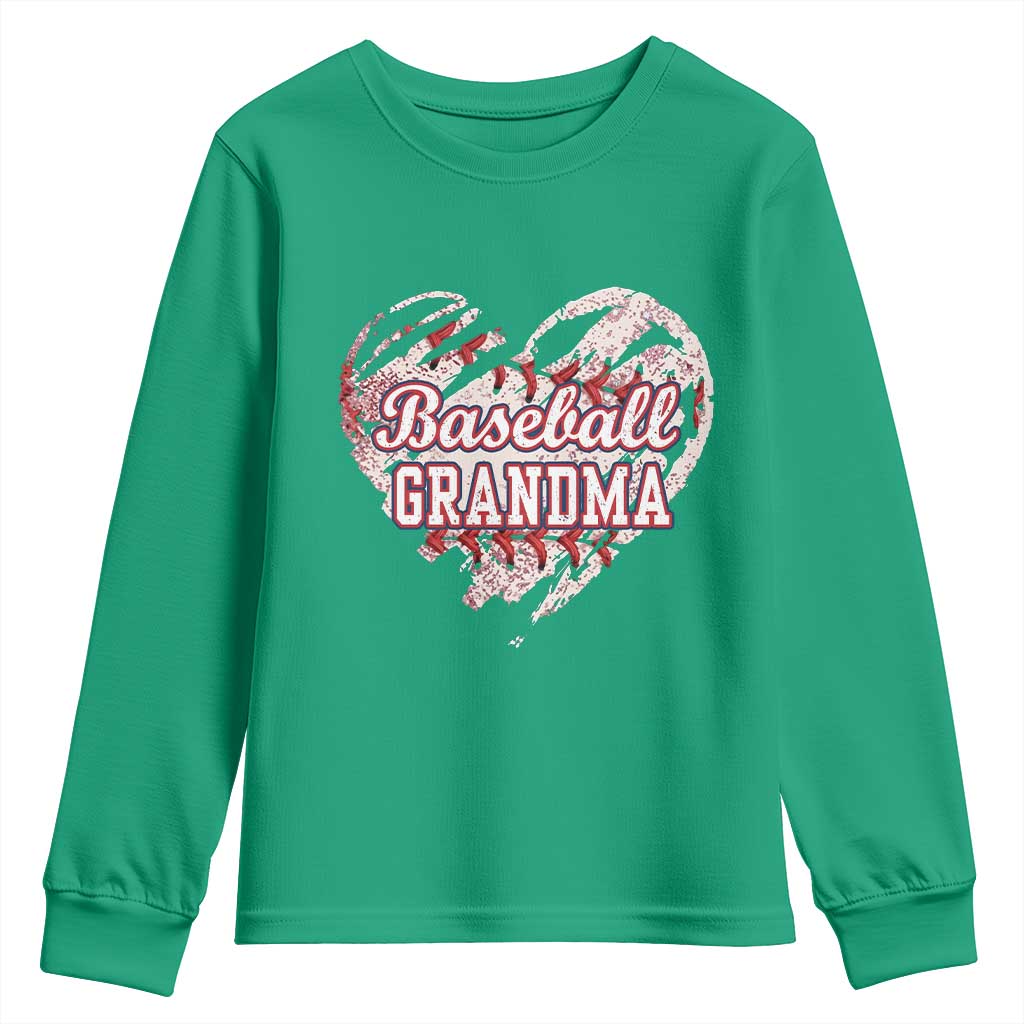 Baseball Grandma Youth Sweatshirt Vintage Baseball Heart Game Day