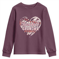 Baseball Grandma Youth Sweatshirt Vintage Baseball Heart Game Day
