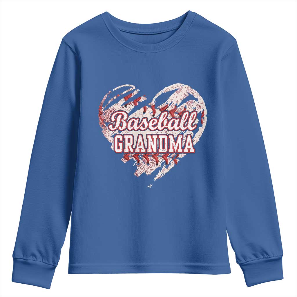 Baseball Grandma Youth Sweatshirt Vintage Baseball Heart Game Day