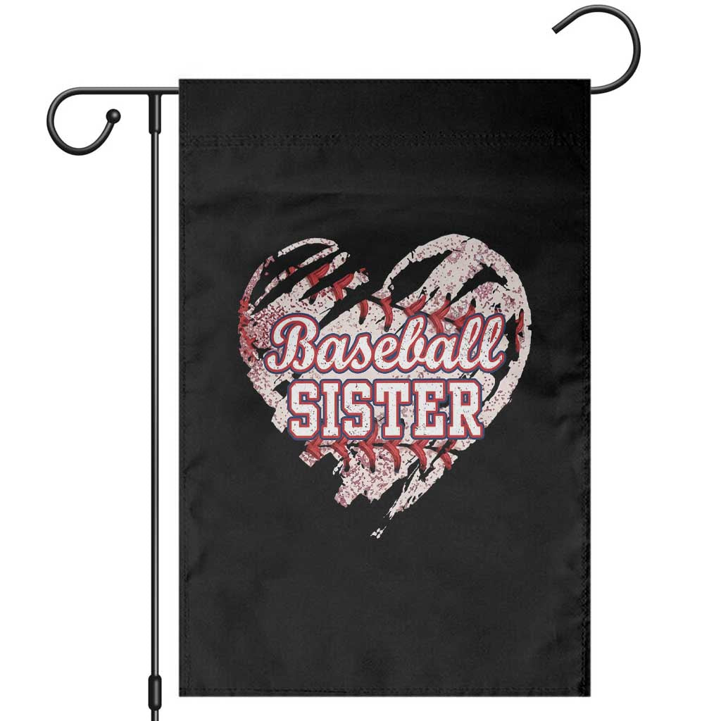 Baseball Sister Garden Flag Vintage Baseball Heart Game Day