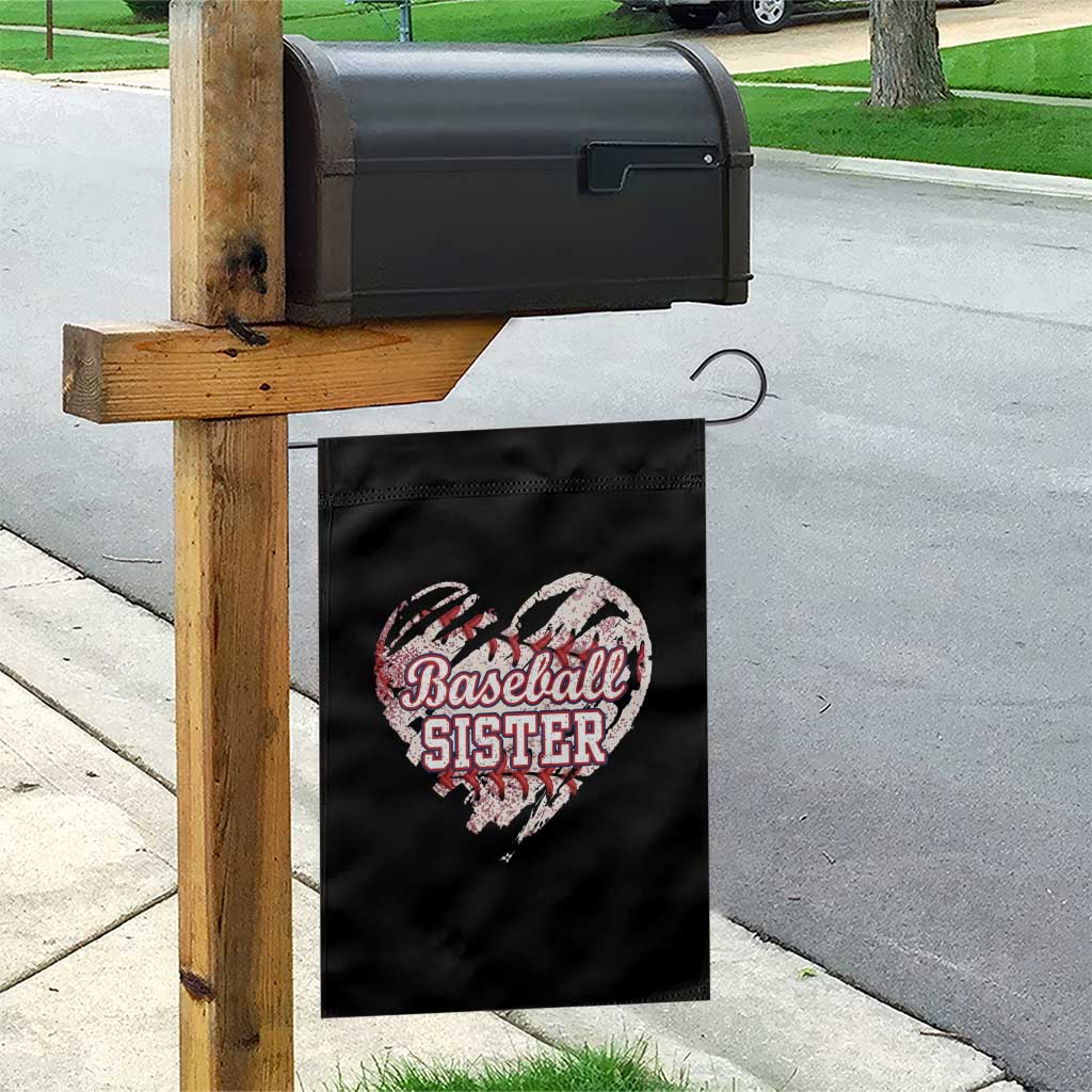 Baseball Sister Garden Flag Vintage Baseball Heart Game Day