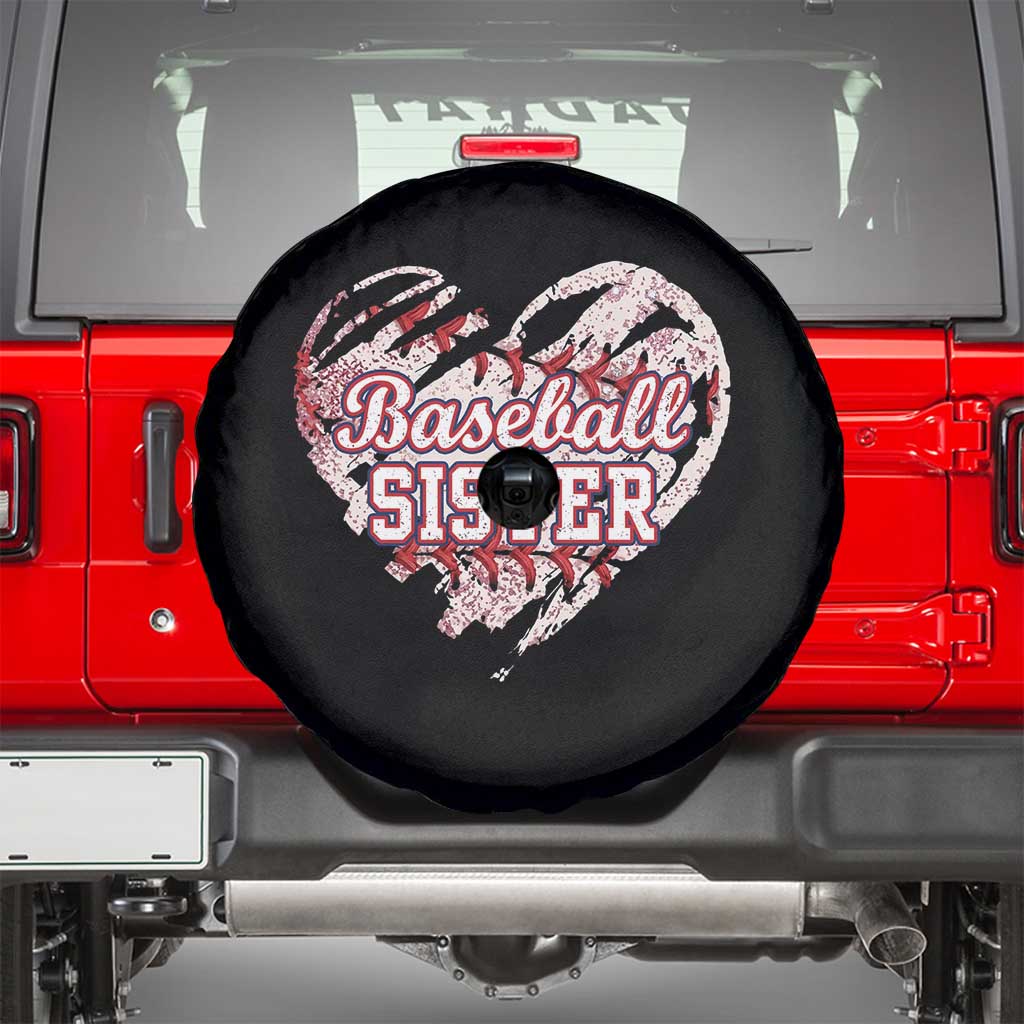 Baseball Sister Spare Tire Cover Vintage Baseball Heart Game Day