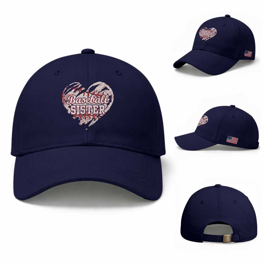 Baseball Sister Baseball Cap Vintage Baseball Heart Game Day
