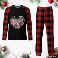 Baseball Sister Plaid Pajama Set Vintage Baseball Heart Game Day