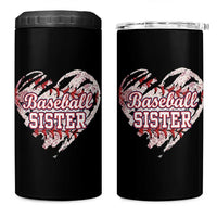 Baseball Sister 4 in 1 Can Cooler Tumbler Vintage Baseball Heart Game Day