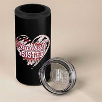 Baseball Sister 4 in 1 Can Cooler Tumbler Vintage Baseball Heart Game Day