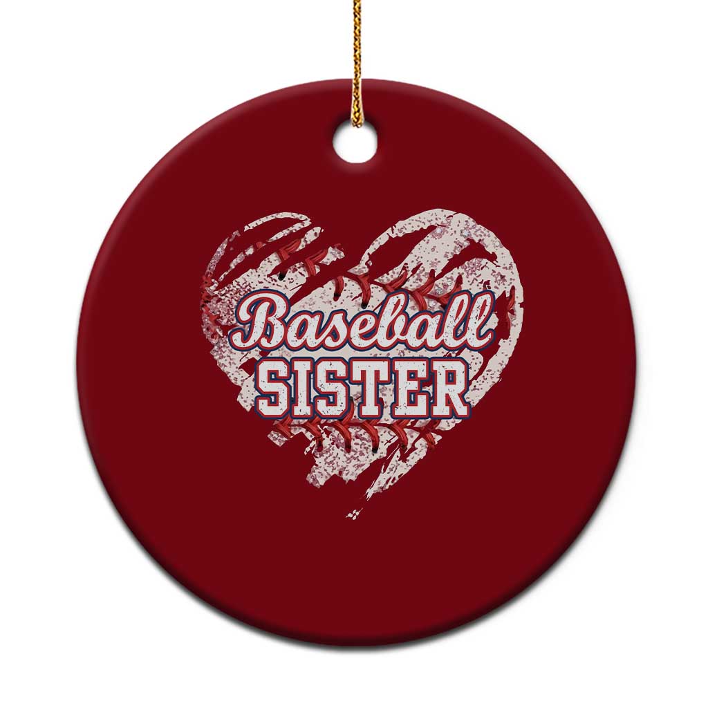 Baseball Sister Ceramic Ornament Vintage Baseball Heart Game Day