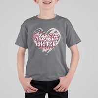 Baseball Sister T Shirt For Kid Vintage Baseball Heart Game Day