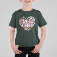 Baseball Sister T Shirt For Kid Vintage Baseball Heart Game Day