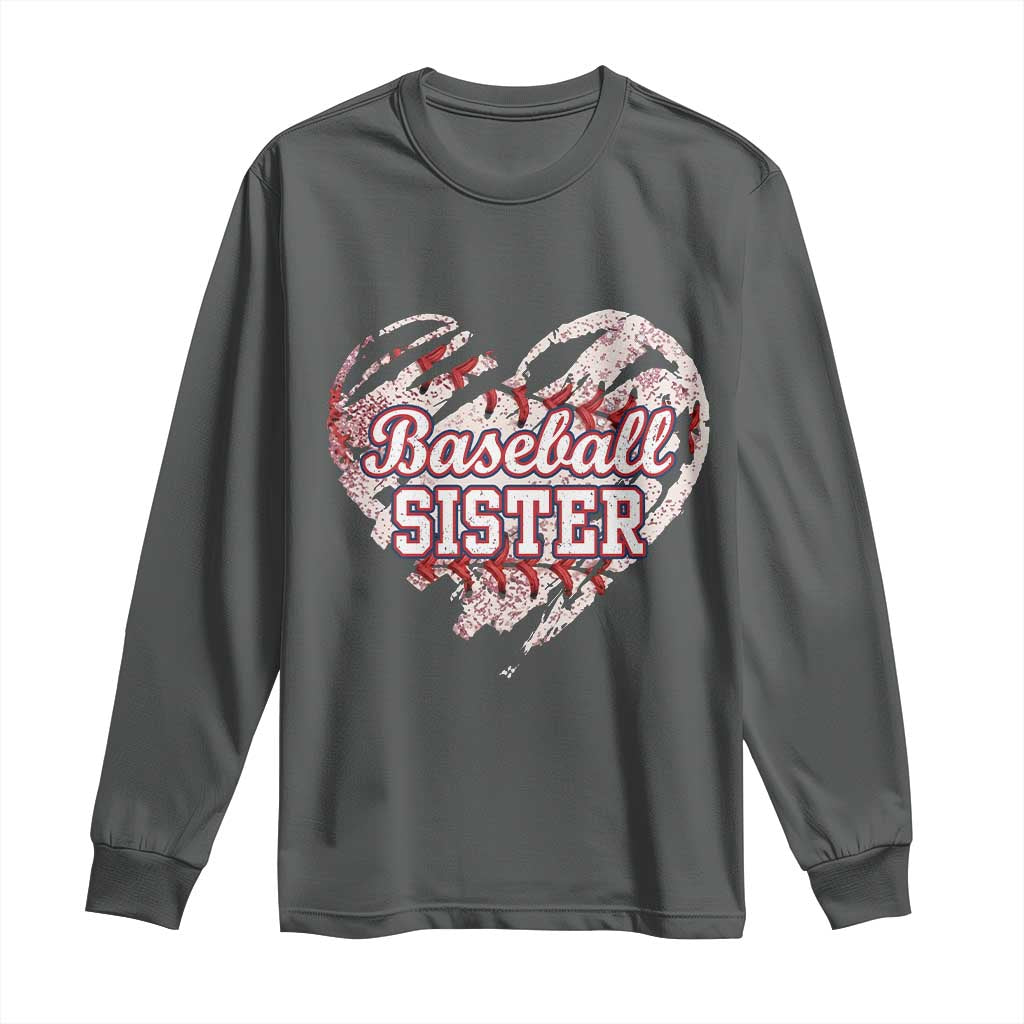 Baseball Sister Long Sleeve Shirt Vintage Baseball Heart Game Day
