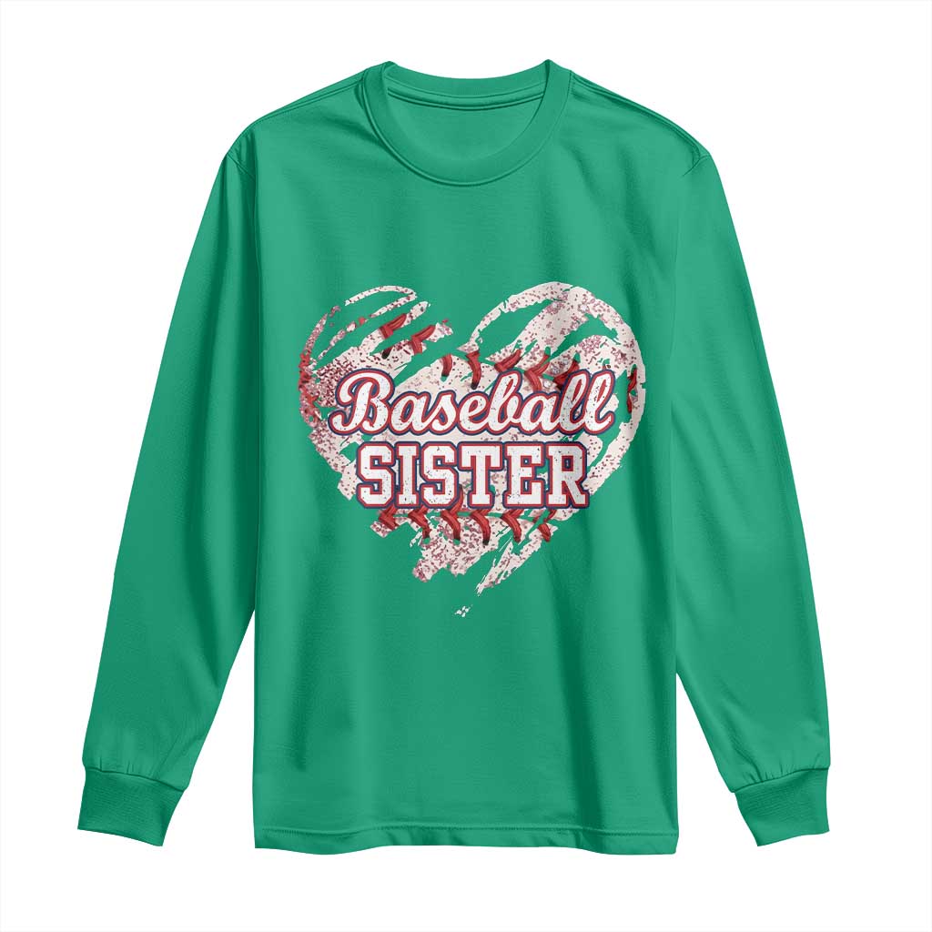Baseball Sister Long Sleeve Shirt Vintage Baseball Heart Game Day
