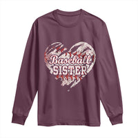 Baseball Sister Long Sleeve Shirt Vintage Baseball Heart Game Day