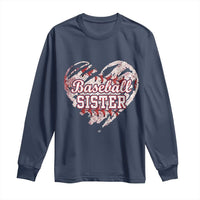 Baseball Sister Long Sleeve Shirt Vintage Baseball Heart Game Day
