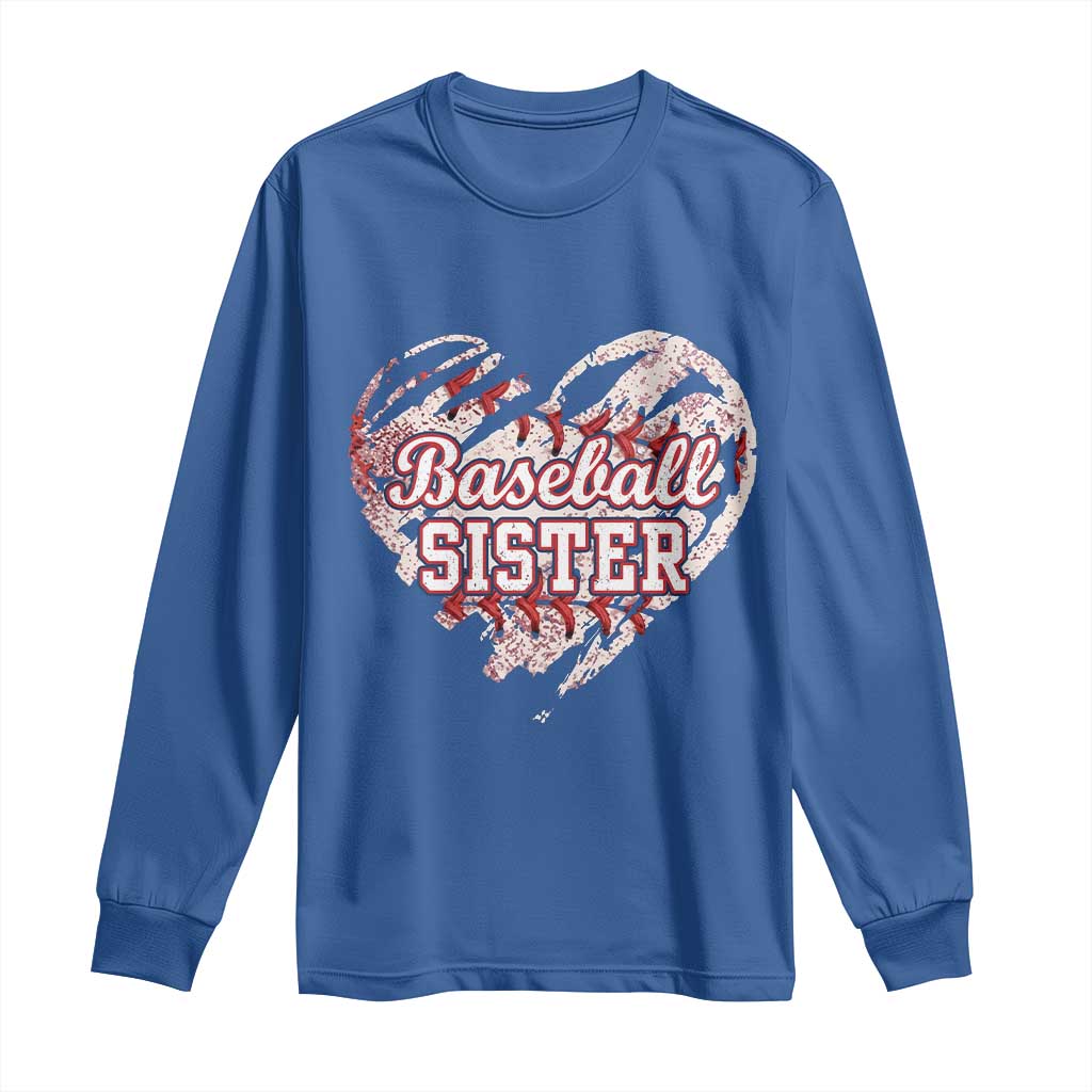 Baseball Sister Long Sleeve Shirt Vintage Baseball Heart Game Day