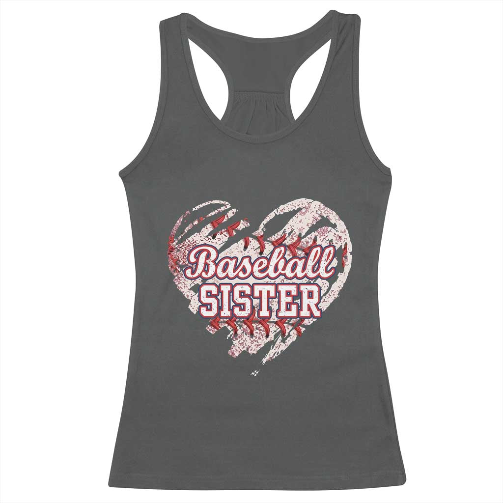 Baseball Sister Racerback Tank Top Vintage Baseball Heart Game Day