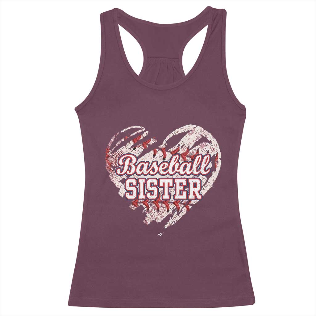 Baseball Sister Racerback Tank Top Vintage Baseball Heart Game Day