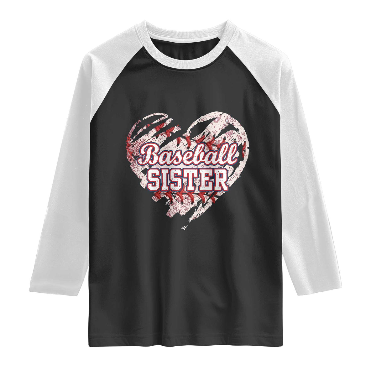 Baseball Sister Raglan Shirt Vintage Baseball Heart Game Day