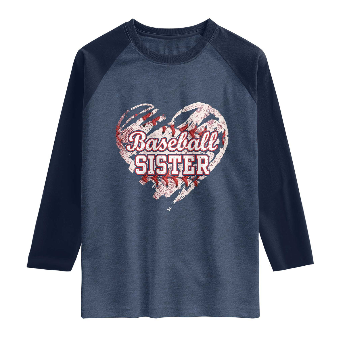 Baseball Sister Raglan Shirt Vintage Baseball Heart Game Day