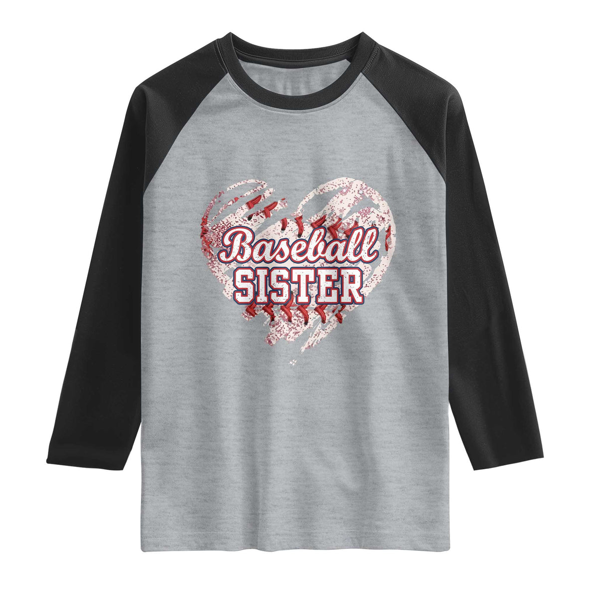 Baseball Sister Raglan Shirt Vintage Baseball Heart Game Day