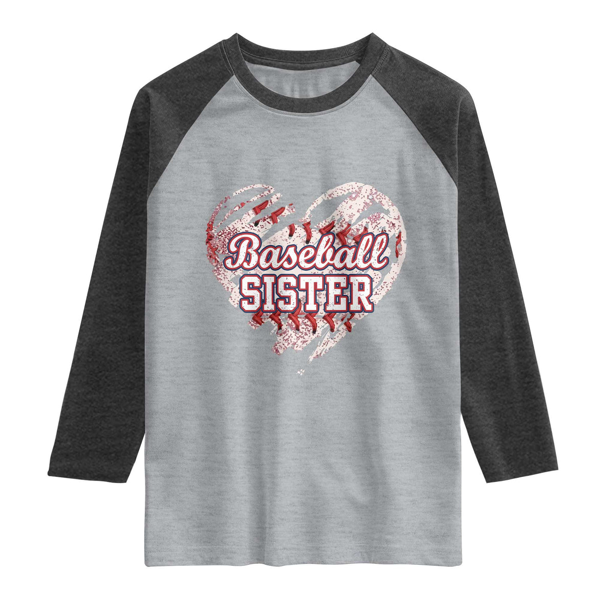 Baseball Sister Raglan Shirt Vintage Baseball Heart Game Day