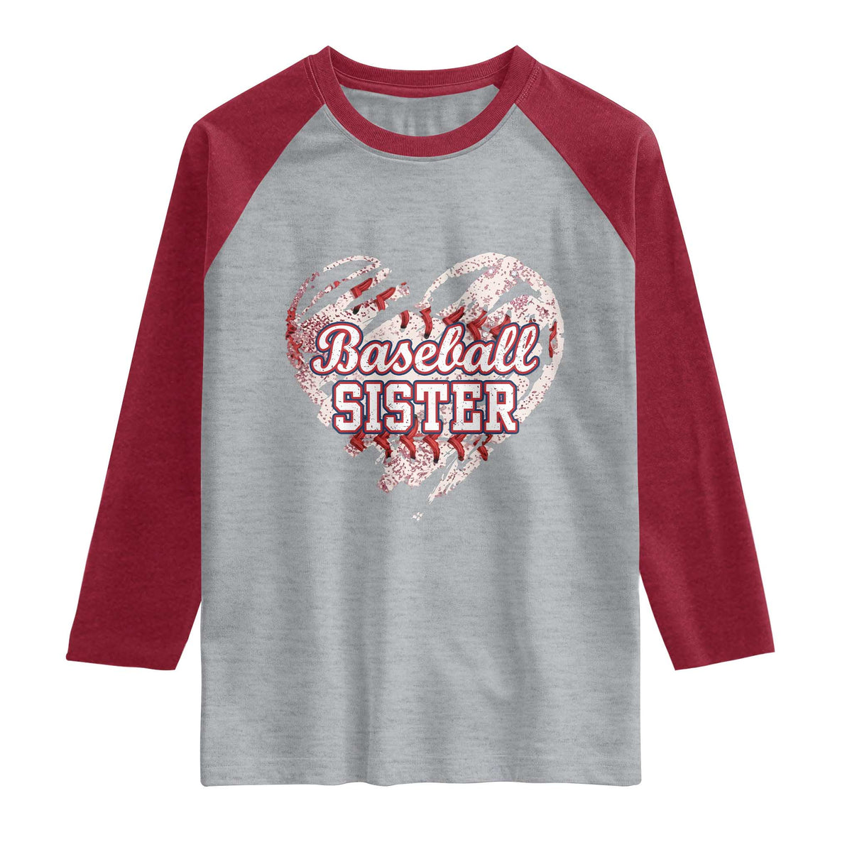 Baseball Sister Raglan Shirt Vintage Baseball Heart Game Day