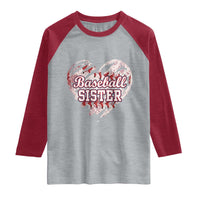 Baseball Sister Raglan Shirt Vintage Baseball Heart Game Day