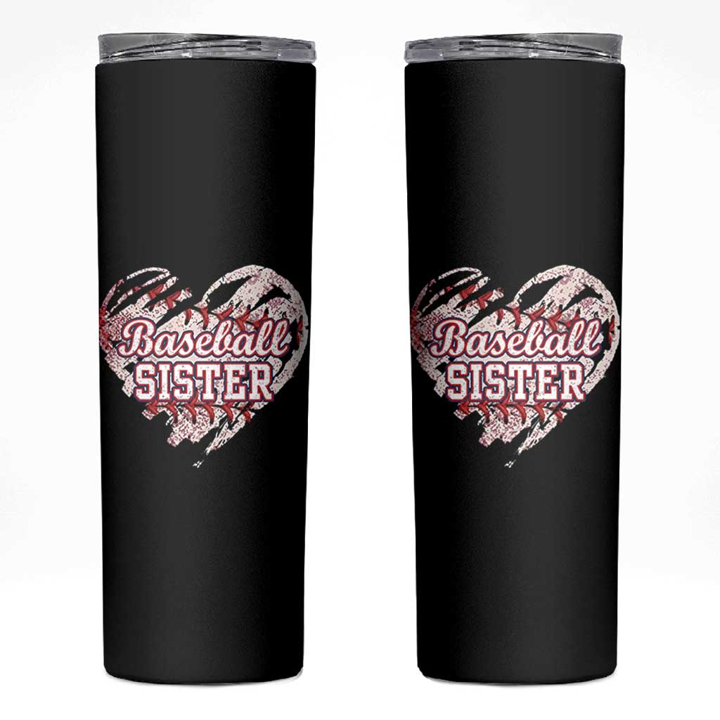 Baseball Sister Skinny Tumbler Vintage Baseball Heart Game Day