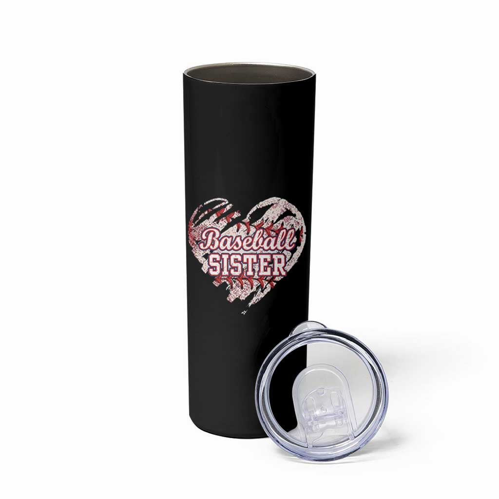 Baseball Sister Skinny Tumbler Vintage Baseball Heart Game Day