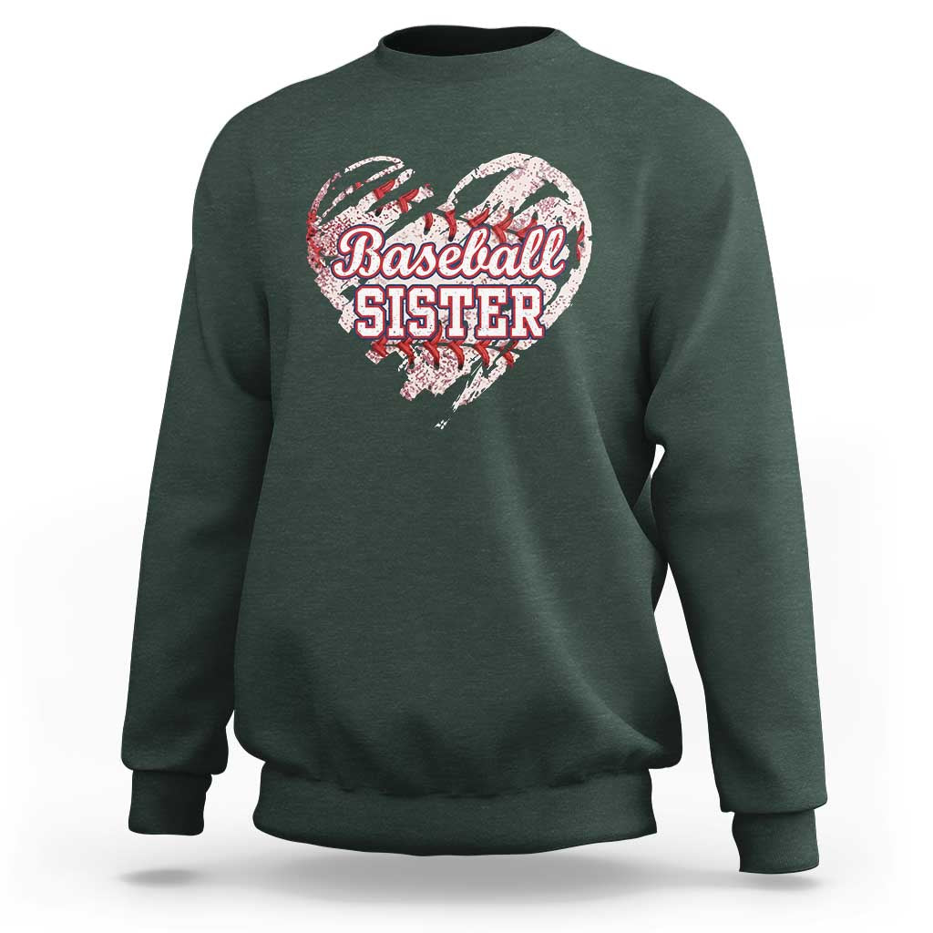 Baseball Sister Sweatshirt Vintage Baseball Heart Game Day