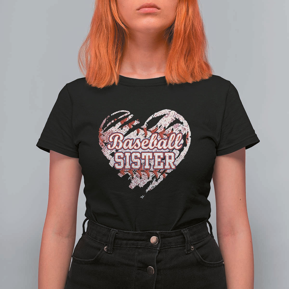 Baseball Sister T Shirt For Women Vintage Baseball Heart Game Day